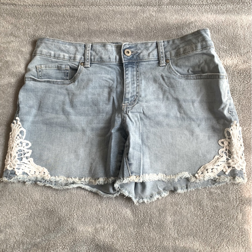 Light Blue Denim Shorts Side Lace Detail Size 8